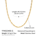 Detail of twisted gold stainless steel chain with size dimensions and specifications - Rhombus Prism Necklace (YYN023466-G)