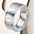 Polished silver stainless steel band ring with 'DAD' and 'Love You Dad' engraving - Size 5 / DAD Style / Silver
