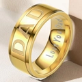 Gold-plated stainless steel ring featuring 'DAD' and 'Love You Dad' engraving - Size 5 / DAD Style / Gold