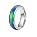 Anillo único de 6 mm en acero inoxidable que cambia de color con la temperatura en plata - Talla 7 / Estilo de Cambio de Color Biselado / Color acero