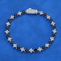 Detail von S925 Silber Tennisarmband mit schwarzen Steinen und weißen Zirkonia-Sternen - Silber Schwarzer Moissanit (6mm)