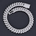 26mm iced out cuban link chain with six rows of cubic zirconia and secure clasp closure - 24 inch / Silver