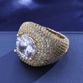 Luxurious gold ring with large round zircon center stone and micro-pave diamond setting - Gold