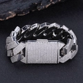 26mm hip hop Cuban link bracelet with six rows of zircon diamonds for men in silver finish - Platinum
