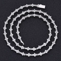 Collana tennis argento 6.5mm con fiori di zirconi e chiusura a cassetta - Platino / 20 Pollici (50.80cm)