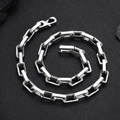 9mm stainless steel square box chain necklace for men with durable lobster clasp - Steel