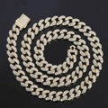 Collana da uomo Cuban link 12mm color oro con doppia fila di zirconi micro-pave scintillanti - 60.96cm / Oro