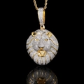 Collana hip hop con ciondolo a testa di leone placcata oro e zirconi scintillanti - Stile Catena a Torsione / Due colori