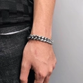 Bracelet gourmette pour homme en acier inoxydable argenté poli de style hip hop - 11mm x 9 Pouces (22.86cm) / Acier