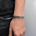Bracelet gourmette cubaine argentée pour homme en acier inoxydable poli - 9mm-9 Pouces / Acier