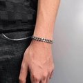 Bracelet gourmette pour homme en acier inoxydable argenté poli au style industriel - 7mm-9 Pouces / Acier