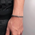 Bracelet gourmette pour homme en acier inoxydable argenté avec maillons plats polis - 5mm-7 Pouces / Acier