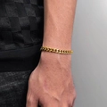 Bracelet gourmette hip hop pour homme en acier inoxydable doré porté au poignet - 5mm-7 Pouces / Or