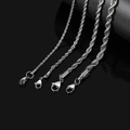 Silver stainless steel rope chain necklaces in four different widths with lobster clasps - 16 Inch (Length 40cm) / Steel Color (2mm Width)