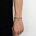 Bracelet classique en chaîne de corde en acier inoxydable plaqué or 18 carats pour homme - Largeur 6mm-Longueur 17.78cm / Or