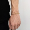 Bracelet classique en chaîne de corde en acier inoxydable plaqué or 18 carats doré - Largeur 4mm-Longueur 17.78cm / Or