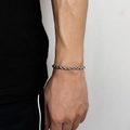 Bracelet chaîne corde en acier inoxydable argenté poli pour homme au style hip-hop épuré - Largeur 5mm-Longueur 22.86cm / Acier