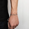 Bracelet chaîne corde en acier inoxydable argenté pour homme avec maille tressée - Largeur 3mm-Longueur 22.86cm / Acier