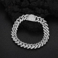 10mm iced out Cuban link bracelet with diamond rhombic design on volcanic rock - 8 inches (20.32cm) / Platinum