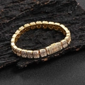 Lussuoso bracciale a catena hip hop dorato da 8mm con pietre di zircone cubico e baguette - 7" / Oro