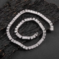 8mm Silver hip hop tennis necklace featuring rectangle cut cubic zirconia stones on wood - Platinum