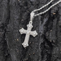 Collana con ciondolo a croce in argento e zirconi con catena a fune per uomo stile hip hop - Platino (Catena a Corda 24x3)