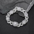 Luxurious hip hop Cuban chain bracelet for men with round zircon stones and pavé diamonds - Platinum
