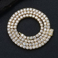 Men's hip hop gold tennis necklace with paved zircon stones in three layers display - 16英寸(长度40.64cm) / Gold (3mm Wide)