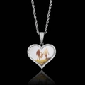Pendentif cœur personnalisé avec zircones micro-pavés et chaîne de corde élégante - Petit / Platine