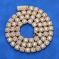 Iced out hip hop 7mm tennis chain necklace with square zircon links in gold finish - 24 inch / Gold
