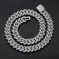 15mm doppelreihige Zirkonia Kuba-Kette für Herren mit eisgekühlter Schnalle im Hip-Hop-Stil - 18 Zoll / Platin