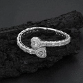 Silver-toned open cuff bracelet with pavé-set heart-shaped cubic zirconia crystals - Platinum