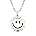 Polished silver street style rotating smiley face pendant necklace with link chain - 70cm / Silver (Smile Face)