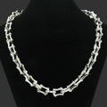 Polished silver geometric link chain necklace for men in industrial minimalist style - Silver Necklace