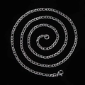 Nahaufnahme der silbernen Figaro-Kette mit Karabinerverschluss auf dunklem Grund - 5mm/24 Zoll (60.96cm) / Stahlfarbe