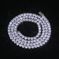 Tennis chain necklace with sparkling zircon stones and secure clasp on black background - Necklace 24 Inch (Length 60.96cm) / Platinum (5mm Width)
