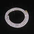 Three-row gold tennis necklace featuring brilliant round-cut cubic zirconia crystals - Necklace 24 Inch (Length 60.96cm) / Gold Color (5mm Width)
