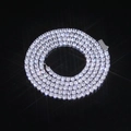 Silver finish tennis chain with clear zircons and spring clasp in hip hop style - Platinum (3mm Width)