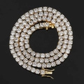 Detail van gouden tennisketting met zirkonia en een stevige veilige insteeksluiting - Breedte 6mm-24in (60.96cm) / Goud