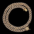 Collana cubana hip hop dorata da 9 mm con pavé di zirconi a fila singola scintillante - 24 pollici / Oro