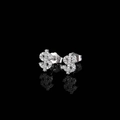 Silver dollar sign stud earrings with clear zircon pavé in hip-hop style design - White Gold (Pair) / Silver