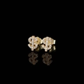 Hip hop style gold plated dollar sign stud earrings with clear zircon stones - Gold (1 Pair) / Gold