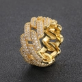 Anello Cuban Link da 11mm in oro con pavé di zirconi cubici in stile Hip-hop - US 7 / Oro