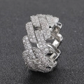 Anello uomo stile cubano in argento con zirconi cubici scintillanti incastonati - US 7 / Platino