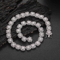 Collana da uomo 13mm con maglie baguette e zirconi luccicanti in stile hip hop argento - Collana 16 Pollici / Platino