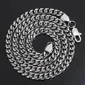 Klassische silberne kubanische Gliederkette für Herren aus hochglanzpoliertem Edelstahl - Länge 24 Zoll (60.96cm) / Breite 5mm / Stahlfarben