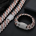 Primer plano de conjunto de cadena cubana hip hop con micro-pavé de circonitas bicolor - Collar (24 Pulgadas) / Dos colores