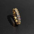 Hip hop 4mm gold plated eternity ring featuring single row of round cubic zirconia - US 7 / Gold
