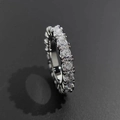Mens 4mm silver hip hop eternity ring featuring full row of sparkling pavé cubic zirconia - US 7 / Platinum