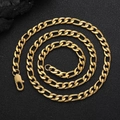 Collana a catena Figaro classica in acciaio inossidabile placcato oro 18K con chiusura - Larghezza 6mm / Lunghezza 24 Pollici / Oro